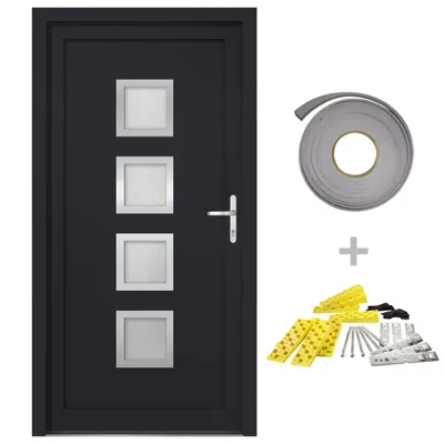 Image de vidaXL Porte d'entrée anthracite 108x208 cm PVC
