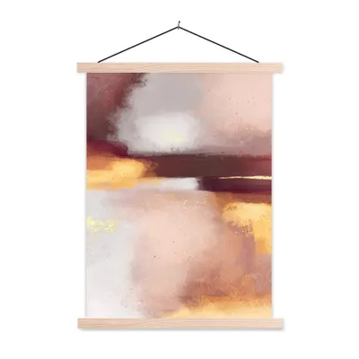 Produktbild von MuchoWow® Textilposter Malen - Abstrakt - Pastell 60x80 cm mit holzfarbenen Rahmen - Wandbild