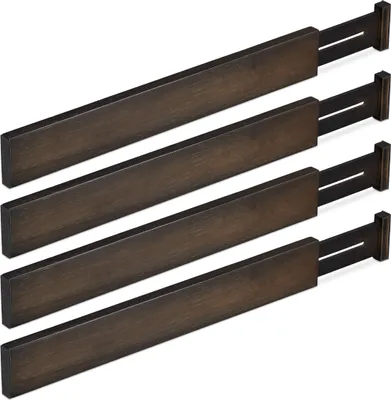 Produktbild von relaxdays 4er Set Schubladentrenner in Dunkelbraun