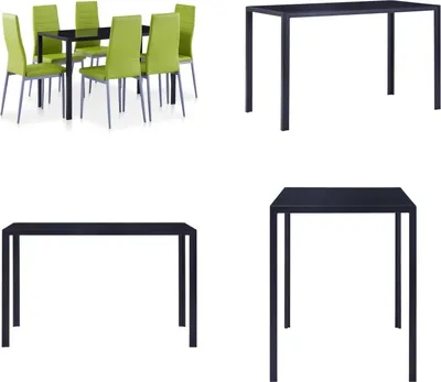 Image de vidaXL 7 pcs. Salle à manger Vert - Table Et Chaises - Tables Et Chaises - Salle à manger - Groupes de repas