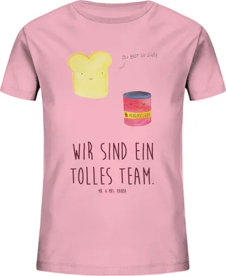 Produktbild von Mr. & Mrs. Panda Kleinkinder T-Shirt Toast Marmelade 7-8 Jahre (122/128) - Baumwolle Pink - Geschenk, Kinder Öko, Baumwollshirt, Süß, Teenager, Dreamteam, Kindershirt, für