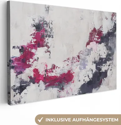 Produktbild von OneMillionCanvasses® - Leinwandbilder - 150x100 cm, Farbe - Rosa - Grau - Kunst, Wandbilder Kunstdruck Wanddekoration - Foto auf Leinwand - Gemälde auf Holzrahmen