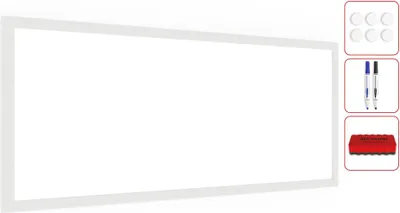 Immagine prodotto di Lavagna Magnetica Cancellabile a Secco Bianca con Cornice Bianco in Legno 30x70cm
