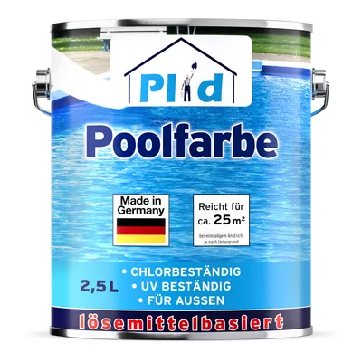 Produktbild von Plid Poolfarbe 2,5L für ca. 25m² Poolblau – Schwimmbeckenfarbe & Unterwasserfarbe für Beton- und Zementpools, wasserfest
