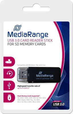 Immagine prodotto di Lettore di schede Mediarange Stick Card SD / SDHC / SDXC nero USB 3.0