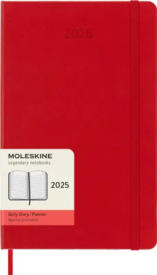 Produktbild von Moleskine 12 Monate Tageskalender 2025, Large/A5, 1 Tag = 1 Seite, Fester Einband, Scharlachrot