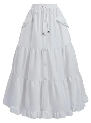 Immagine prodotto di Omgoods - Gonna lunga a vita alta con pizzo, per donna