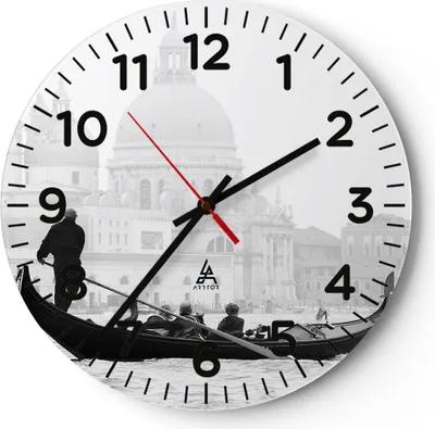 Produktbild von Wanduhr - Rund - Glasuhr - Venedig Basilika - 30x30cm - Schleichendes Uhrwerk - Lautlos - zum Aufhängen bereit - Dekoration Modern - Wanddekoration aus Glas - C4AR30x30-3563