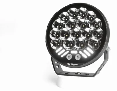 Produktbild von SKYLED Dorado 9X LED Fernscheinwerfer Rund 9 Zoll, 130W Zusatzscheinwerfer mit ECE R65 Stroboskop Blitzfunktion, Ref. 50 Straßenzulassung, Positionslicht Weiß/Orange, 12V 24V LKW PKW FULL LED