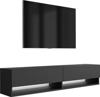 Obrázek produktu pro Nízká TV deska 170 cm matná černá, LED bílá, 170 × 32 × 34 cm