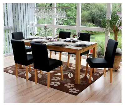 Produktbild von 2er-Set Esszimmerstuhl Küchenstuhl Littau - Kunstleder, schwarz matt, helle Beine