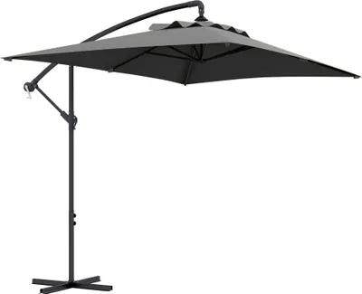 Image de Outsunny Parasol dšŠportšŠ 3 x 2 m parasol rectangulaire extšŠrieur avec manivelle et 6 baleines acier protection UV gris