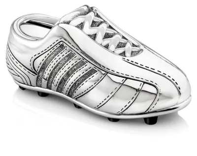 Sparbüchse Fußballschuh-Design, versilbert, 13,5x4,2x5 cm
