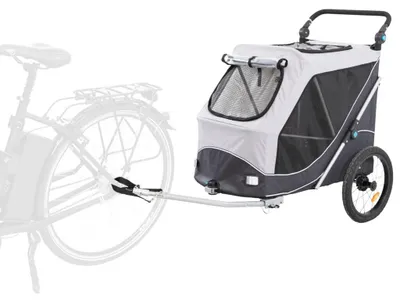 Produktbild von TRIXIE Fahrradanhänger für Hunde, schnell zusammenklappbar - grau - 74 × 95 × 103/143 cm