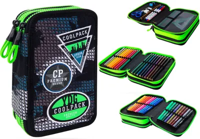 Produktbild von Coolpack Jumper 3 Dreifach-Federmäppchen mit Equipment-Grau-Abzeichen