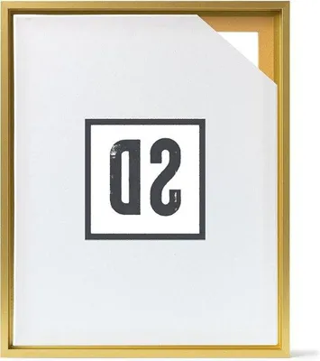 Obrázok produktu pre Rám na umelecké diela z MDF a dreva – rovnostranný rám – efekt hĺbky – zlatá farba, rozmery 24 x 28 cm
