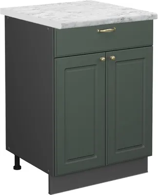 Immagine prodotto di Mobiletto base per cucina Vicco Fame-Line Verde-oro rustico 60 cm con cassetto, PL Marmo, Model 45497