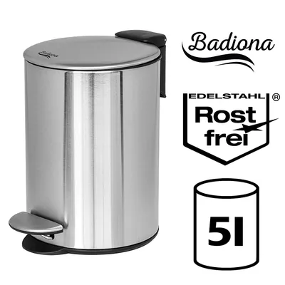 Produktbild von BADIONA Kosmetikeimer 5l Edelstahl mit Absenkautomatik | Badezimmer Mülleimer klein | Mini Mülleimer Bad | WC Mülleimer | Abfallbehälter fürs bad | Kleiner Mülleimer | 5 Liter Toiletteneimer Badeimer