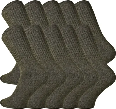 Produktbild von FussFreunde 10 Paar Armysocken Bundeswehrsocken Outdoorsocken mit Vollfrotteefuß, Oliv-Grün, Größe 43-46