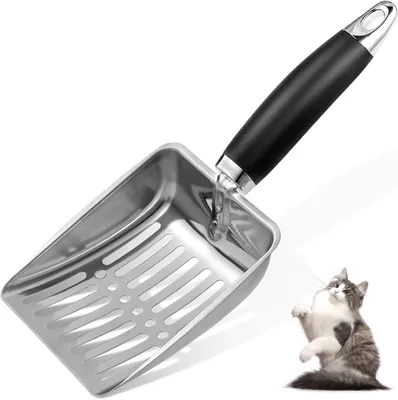Produktbild von Katzenkotschaufel 25,5 cm, Edelstahl, schwarz, für Katzenklo