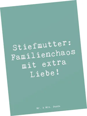 Produktbild von Mr. & Mrs. Panda Postkarte Spruch Stiefmutter Liebe - Meeresbrise - Geschenk, Stiefkind, Freude, Beziehung, einzelkarte, Ansichtskarte, handgemacht, bildkarte, Grußkarte