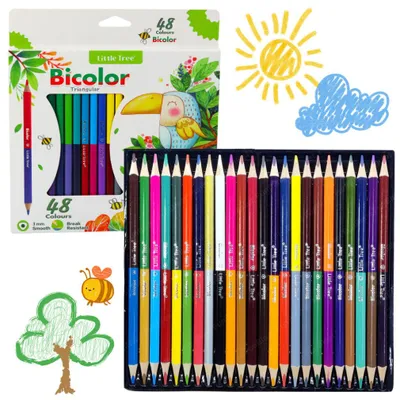 Immagine prodotto di Set di matite scolastiche triangolari bicolori a doppia punta, 48 colori