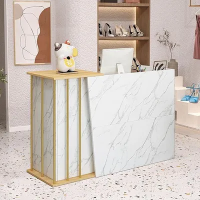 Image de Comptoir d'accueil, réception, caisse avec tiroirs verrouillables, comptoirs de réception avec espace de rangement, meubles de bureau, comptoir de mobilier de réception, comptoir d'accueil pour supermarché, table d'accueil pour salon de coiffure, largeur 100 cm