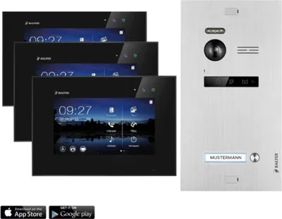 Produktbild von Balter EVO Video-Türsprechanlage mit App für Einfamilienhaus mit 3x 7 Zoll Monitor Silber Schwarz