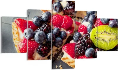 Produktbild von Bild auf Leinwand - Leinwandbild - Kuchen Dessert Obst Erdbeere - 125x70cm - Wand Bild - Wanddeko - Leinwanddruck - Bilder - Kunstdruck - Wanddekoration - Leinwand bilder - Wandkunst - EA125x70-2871