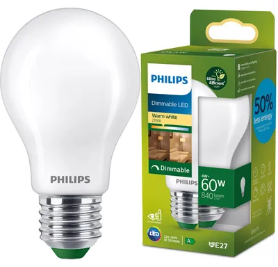 Zdjęcie produktu dla Philips Żarówka żarnikowa matowa 60 W A60 E27, 4 W, 60 W, E27, 840 lm, 50000 h