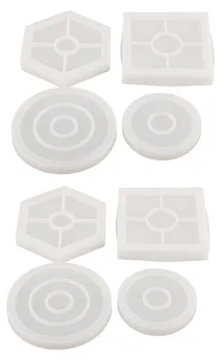Produktbild von 8-teiliges Silikon-Untersetzer-Formen-Set aus Silikon-Epoxidharz zum Selbermachen, Gießen von Untersetzern, Basteln, Tassenmatten