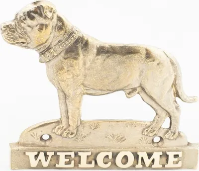 Obrázek produktu pro Stafordšírský bulteriér - cedule na dveře se psem, mosazná uvítací plaketa, výjimečný štítek s nápisem Welcome od značky Art-Dog