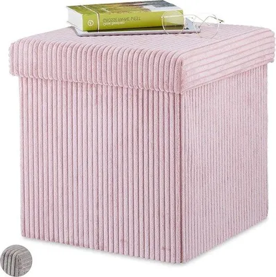 Produktbild von Famanu Hocker mit Stauraum - quadratisch - rosa - 38x38x38 cm