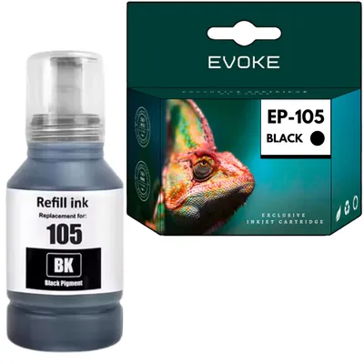 Produktbild von Evoke kompatible Tinte für Epson 105 C13T00Q140 Schwarz 130 ml 7420 Seiten EcoTank L7160 L7180 ET-7700 ET-7750