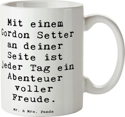 Produktbild von Mr. & Mrs. Panda Tasse Spruch Gordon Setter Freude - Weiß - Geschenk, Pott, Kaffeebecher, intelligent, Hunderasse, Kaffeetasse, Hunderassen Charakter, haferl, Hunde
