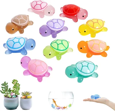 Productafbeelding van Lichtgevende mini-schildpadden - Set van 10 - Hars-schildpadden - Gloeiende kleine zeedieren