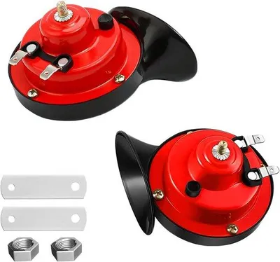 Image de Lot d'avertisseurs sonores universels, 12 V, étanches, rouges, pour voitures, motos, camions, vélos et bateaux