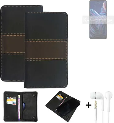 Produktbild von K-S-Trade Handyhülle + Kopfhörer kompatibel mit ZTE Blade A72 Schutzhülle Walletcase Bookstyle Tasche Schutz Case Hülle Wallet Cover Kunstleder