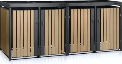 Produktbild von Zelsius Mülltonnenbox 4er mit Pflanzdach für 4 Tonnen | 120 - 240 Liter | Anthrazit RAL 7016