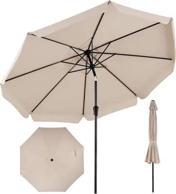 Immagine prodotto di COSTWAY, ombrellone da giardino da 300 cm, con volantino e manovella, ombrellone per balcone inclinabile di 30° su entrambi i lati, ombrellone per terrazza, protezione UV, ombrellone da mercato, color beige