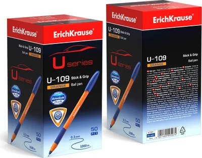Produktbild von Kugelschreiber U-109 Orange 0,3mm mit Gummigriff 50er Pack Blau