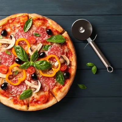 Produktbild von Pizzastein aus Schamotte + Holzschaufel + Messer