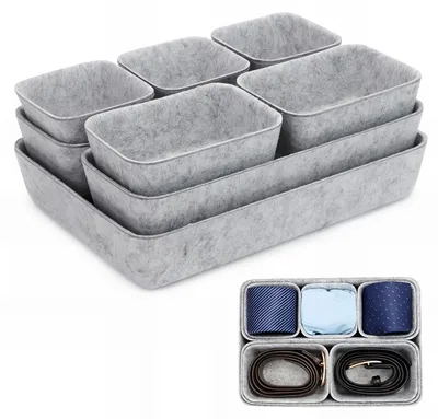 Filz Lade-Organizer 8er Set, stapelbar, hellgrau