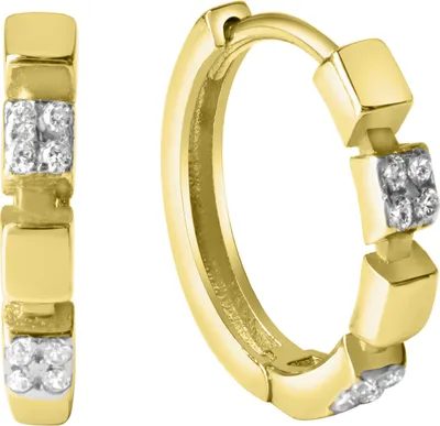 Produktbild von V Klappcreolen 375/- Gold 1,3cm mehrfarbig Zirkonia weiß 333310004-2