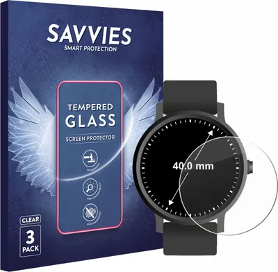 Produktbild von 3x Savvies Schutzglas für Kreisrunde Displays (ø: 40 mm) Displayschutz 9H Glas klar transparent