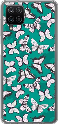 Produktbild von MuchoWow® Handyhülle Schutzhülle Hülle für Telefoonhoesje Samsung Galaxy A12 Mädchen - Schmetterling - Tiere - Muster - Mädchen - Kinder - Kinder Silikon Softcase Handy Hülle - Bild