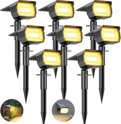 Productafbeelding van Solarspots Buiten - Zonnelampen Tuin - Tuin Verlichten - 72 LEDs Warmwit - 8 Stuks - Warmwit