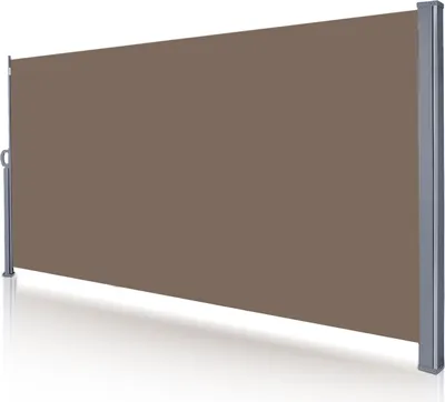 Produktbild von Jayseuw Seitenmarkise 180x300cm Sichtschutz Ausziehbar Blickdicht Sonnenschutz Markise Balkon Terrasse Garten Seitenrollo Windschutz Brau