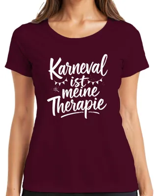 Produktbild von Karneval ist meine Therapie Fasching Spaß Party Geschenk Damen T-Shirt, Burgundy, XL