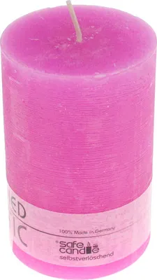 Produktbild von Kerze Rustic 140×70mm selbstverlöschend sichere Kerze Stumpenkerze Tischkerze, Farbe:fuchsia
